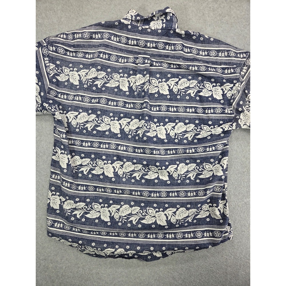 Tommy Hilfiger Shirt Mens Large Blue White Floral Hawaiian Button Up - Picture 3 of 7